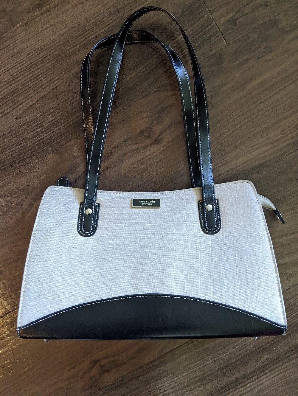 Kate Spade - Two-Tone Structured Satchel Tote Bag | ~9H x 13W | Cream and Black